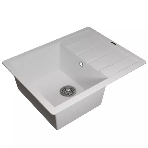 Кухонная мойка кварцевая Uperwood Quartz Premium UPD-03-01, прямоугольная, белая, Выбрать цвет: Белый, изображение 6