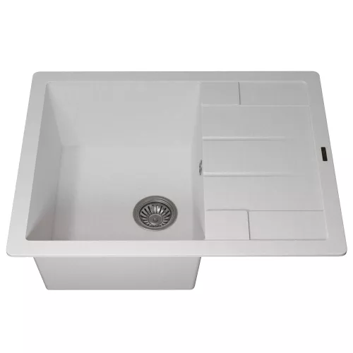 Кухонная мойка кварцевая Uperwood Quartz Premium UPD-03-01, прямоугольная, белая, Выбрать цвет: Белый, изображение 7