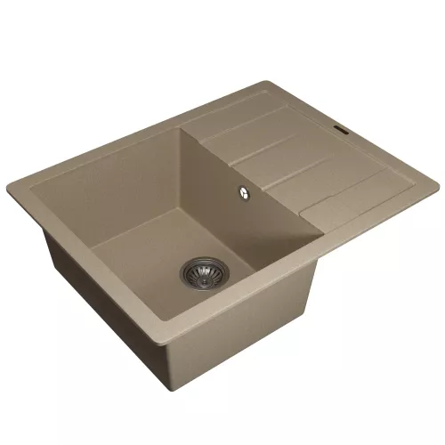 Кухонная мойка кварцевая Uperwood Quartz Premium UPD-03-02, прямоугольная, бежевая, Выбрать цвет: Бежевый, изображение 6