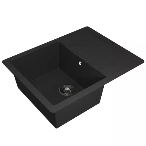 Кухонная мойка кварцевая Uperwood Quartz Premium UPD-03-04, прямоугольная, черная, Выбрать цвет: Черный, изображение 6