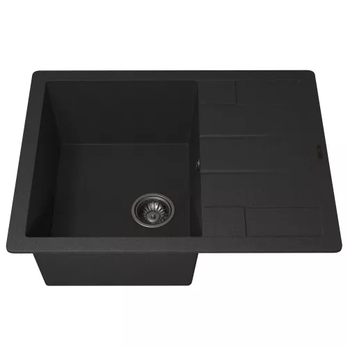 Кухонная мойка кварцевая Uperwood Quartz Premium UPD-03-04, прямоугольная, черная, Выбрать цвет: Черный, изображение 7