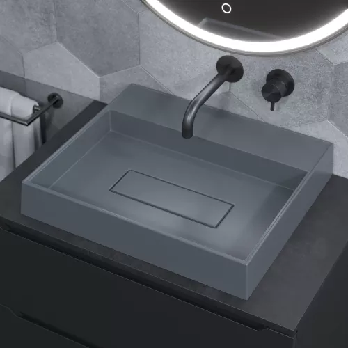 Раковина накладная  Uperwood Tanos Quartz 50 см, без отверстия для смесителя, серая (бетон), Выбрать цвет: Бетон, изображение 4