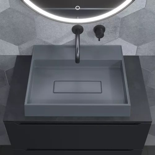 Раковина накладная  Uperwood Tanos Quartz 50 см, без отверстия для смесителя, серая (бетон), Выбрать цвет: Бетон, изображение 5