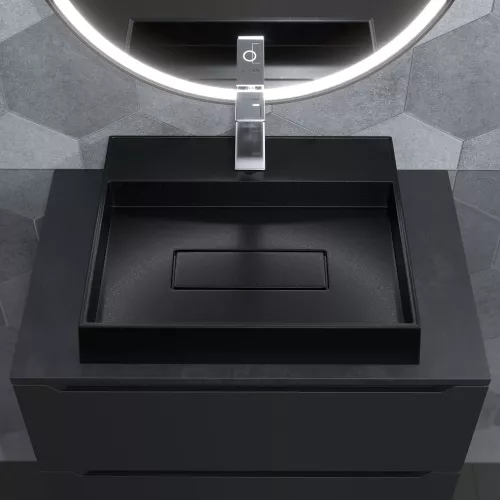 Раковина накладная 50 см, Uperwood Tanos Quartz, прямоугольная, черная, космос, Выбрать цвет: Космос, изображение 6