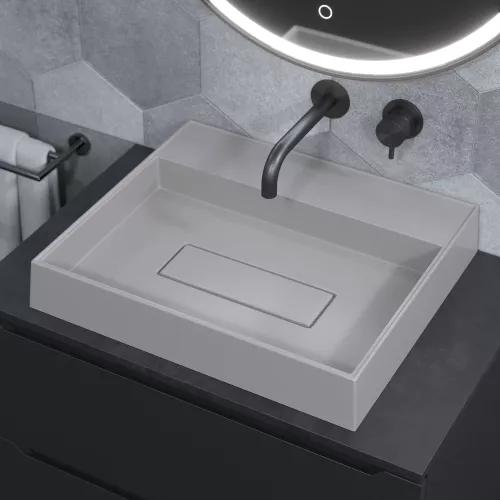 Раковина накладная Uperwood Tanos Quartz 50 см, без отверстия для смесителя, белая (жасмин), Выбрать цвет: Жасмин, изображение 4