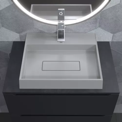 Раковина накладная 50 см, Uperwood Tanos Quartz, прямоугольная, белая, жасмин, Выбрать цвет: Жасмин, изображение 5