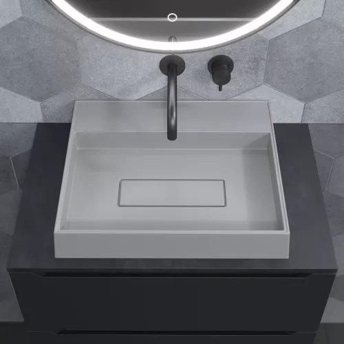 Раковина накладная Uperwood Tanos Quartz 50 см, без отверстия для смесителя, белая (жасмин), Выбрать цвет: Жасмин, изображение 5