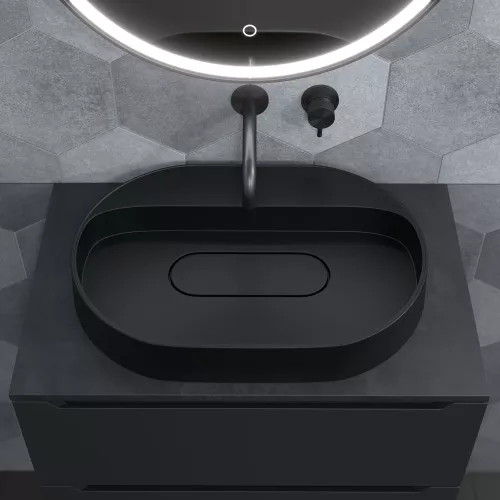 Раковина накладная  Uperwood Tanos Quartz 55 см, без отверстия для смесителя, черная (уголь), Выбрать цвет: Уголь, изображение 5