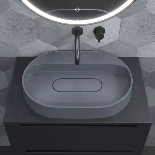 Раковина накладная Uperwood Tanos Quartz 55 см, без отверстия для смесителя, серая (бетон), Выбрать цвет: Бетон, изображение 5