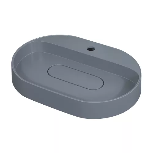 Раковина накладная 55 см, Uperwood Tanos Quartz, овальная, серая, бетон, Выбрать цвет: Бетон, изображение 7