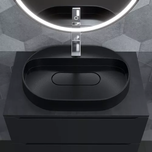 Раковина накладная 55 см, Uperwood Tanos Quartz, овальная, черная (космос), Выбрать цвет: Космос, изображение 6