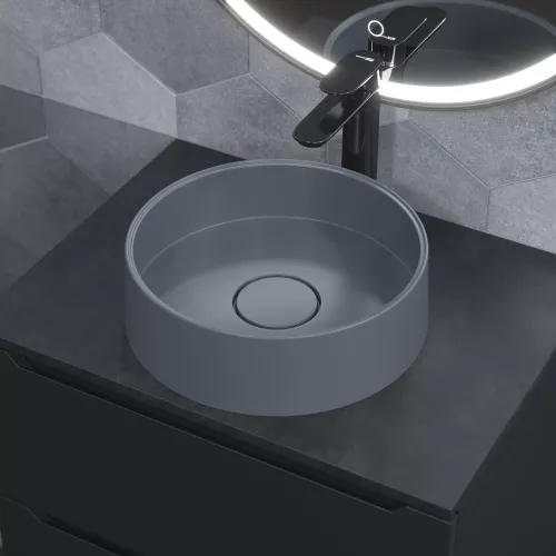 Раковина накладная кварцевая Uperwood Tanos Quartz 35 см, серая (бетон), Выбрать цвет: Бетон