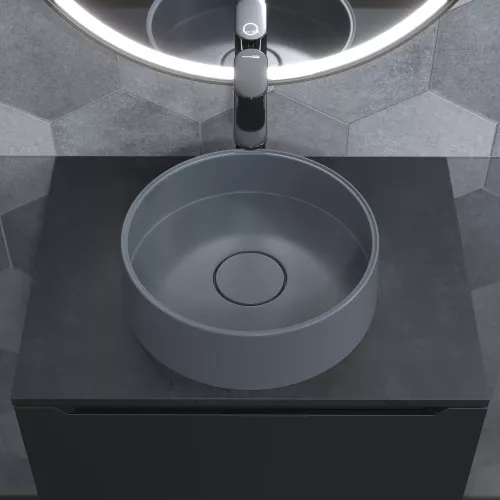 Раковина накладная кварцевая Uperwood Tanos Quartz 35 см, серая (бетон), Выбрать цвет: Бетон, изображение 2