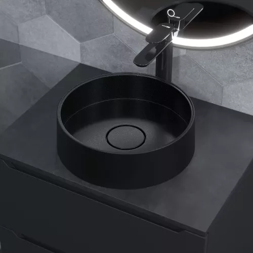 Раковина накладная кварцевая Uperwood Tanos Quartz 35 см, черная (космос), Выбрать цвет: Уголь