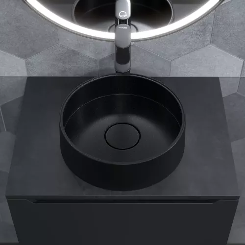 Раковина накладная кварцевая Uperwood Tanos Quartz 35 см, черная (космос), Выбрать цвет: Уголь, изображение 2