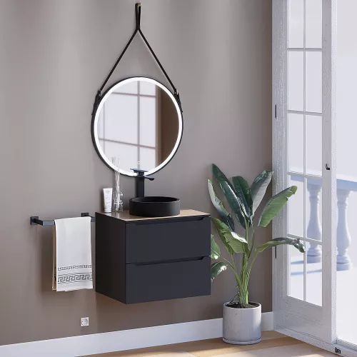 Раковина накладная бетонная Uperwood Round 34х34х9 см, круглая, черная, Выбрать цвет: Черный, изображение 3