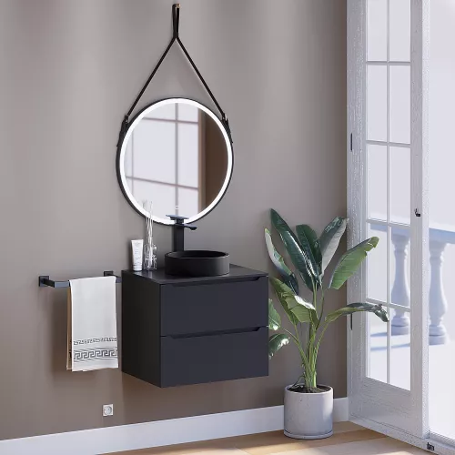 Раковина накладная бетонная Uperwood Round 34х34х9 см, круглая, черная, Выбрать цвет: Черный, изображение 5