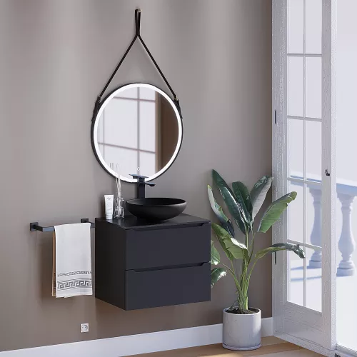 Раковина накладная бетонная Uperwood Sfera 40х40х12 см, круглая, черная, Выбрать цвет: Черный, изображение 5