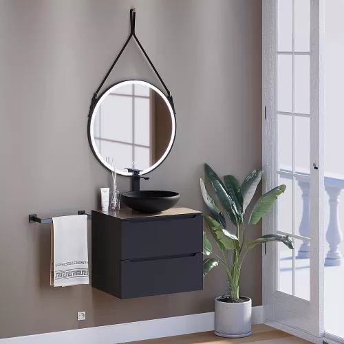 Раковина накладная бетонная Uperwood Sfera 40х40х12 см, круглая, черная, Выбрать цвет: Черный, изображение 3