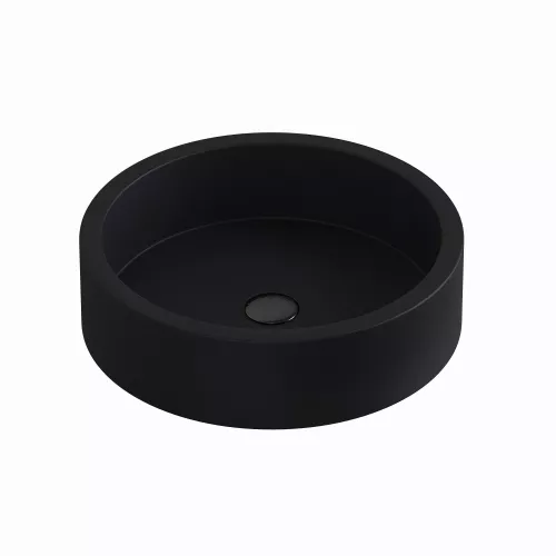 Раковина накладная бетонная Uperwood Round 34х34х9 см, круглая, черная, Выбрать цвет: Черный