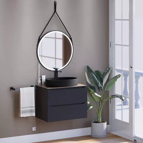 Раковина накладная бетонная Uperwood Rome 55х35х11 см, овальная, черная, Выбрать цвет: Черный, изображение 3