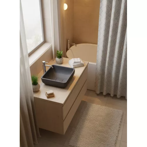 Раковина для ванной накладная Uperwood Florida квадратная, бетон, цвет графит, Выбрать цвет: Графит, изображение 7