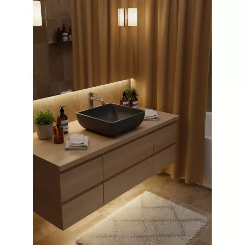 Раковина для ванной накладная Uperwood Florida квадратная, бетон, цвет графит, Выбрать цвет: Графит, изображение 5