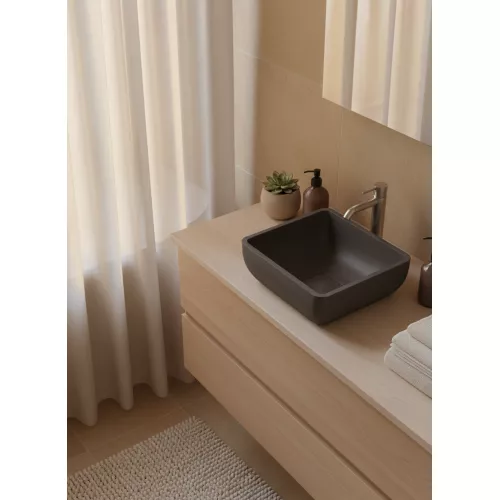 Раковина для ванной накладная Uperwood Florida квадратная, бетон, цвет графит, Выбрать цвет: Графит, изображение 6