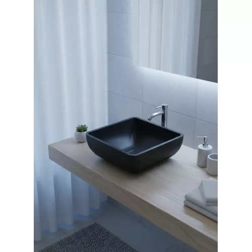 Раковина для ванной накладная Uperwood Florida квадратная, бетон, цвет черный, Выбрать цвет: Черный, изображение 5
