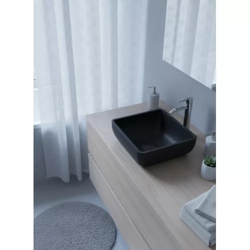Раковина для ванной накладная Uperwood Florida квадратная, бетон, цвет черный, Выбрать цвет: Черный, изображение 6
