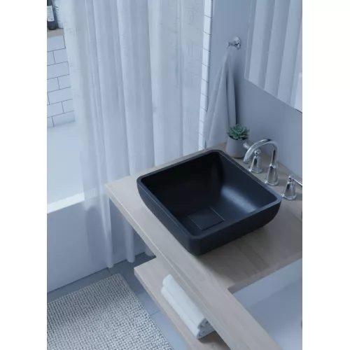 Раковина для ванной накладная Uperwood Florida квадратная, бетон, цвет черный, Выбрать цвет: Черный, изображение 7