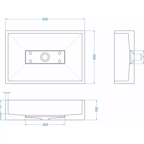 Раковина накладная бетонная Uperwood Angkor 60х40х15 см, прямоугольная, черная, Выбрать цвет: Черный, изображение 2