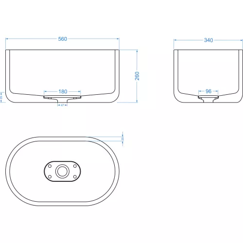 Раковина накладная бетонная Uperwood Venice 56х34х26 см, овальная, черная, Выбрать цвет: Черный, изображение 2