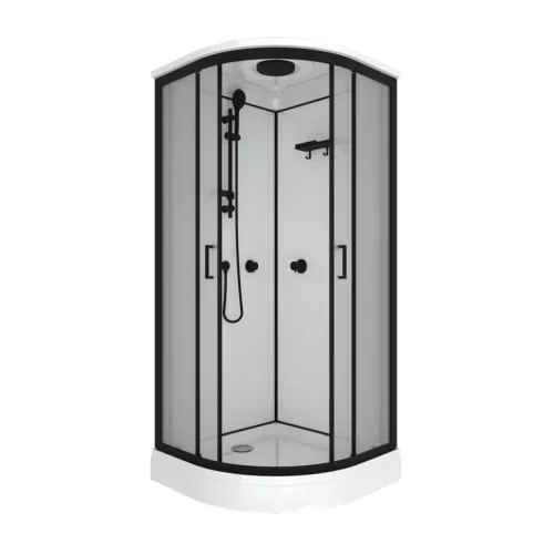 Душевая кабина Triton ПРАЙМ-БЛЭК-ВЕЛЬВЕТ 90*90 А  стекло матовое, Цвет стекла: Вельвет, Цвет профиля: Черный, Тип поддона: Низкий, Выбрать размер: 90х90, Наличие крыши: есть, изображение 5