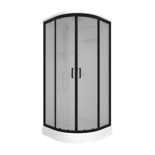 Душевая кабина Triton ПРАЙМ-БЛЭК-ВЕЛЬВЕТ 90*90 А  стекло матовое, Цвет стекла: Вельвет, Цвет профиля: Черный, Тип поддона: Низкий, Выбрать размер: 90х90, Наличие крыши: есть, изображение 6