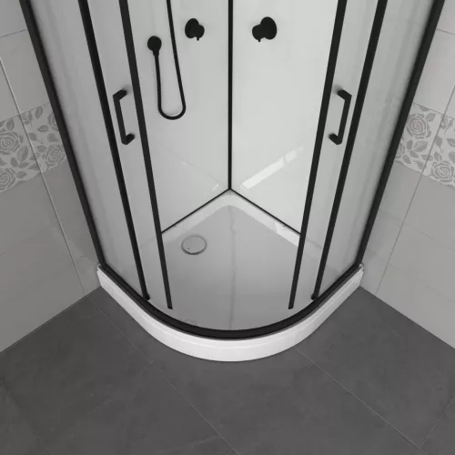 Душевая кабина Triton ПРАЙМ-БЛЭК-ВЕЛЬВЕТ 90*90 А  стекло матовое, Цвет стекла: Вельвет, Цвет профиля: Черный, Тип поддона: Низкий, Выбрать размер: 90х90, Наличие крыши: есть, изображение 4