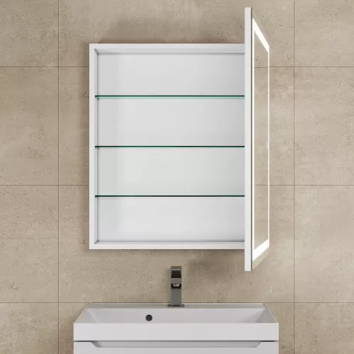 Зеркало шкаф с подсветкой  Uperwood Tanos, белое, Выбрать цвет: Белый, Выбрать размер: 60х70, изображение 4