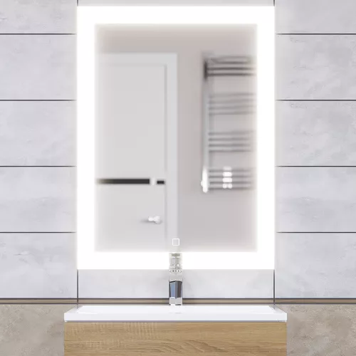 Зеркало для ванной с подсветкой Uperwood Barsa , сенсор, Антизапотевание (подогрев зеркала): Нет, Выбрать цвет: Белый/серебро, Выбрать размер: 60х80, Диммер: Есть