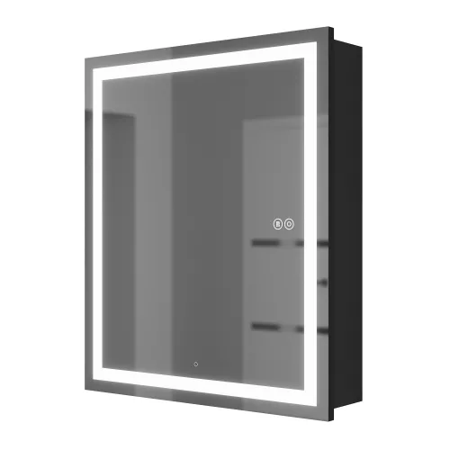 Зеркало шкаф с подсветкой  Uperwood Tanos, черное, Выбрать цвет: Черный, Выбрать размер: 60х70, изображение 5