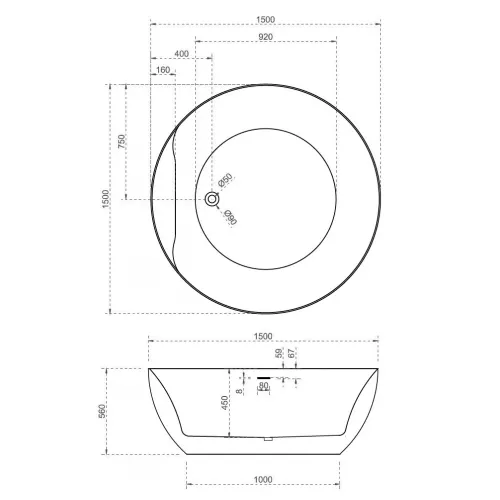 Акриловая ванна ABBER AB9280 150х150, изображение 9