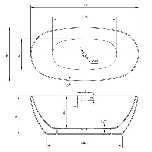 Акриловая ванна ABBER AB9504 белая, изображение 10