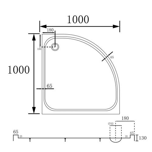 Душевой поддон ABBER AD3A100 100х100 четверть круга, акриловый, белый, изображение 9