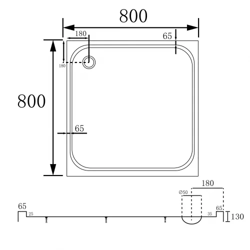 Душевой поддон ABBER AD3D080 80х80 квадратный, акриловый, белый, Выбрать размер: 80х80, изображение 9