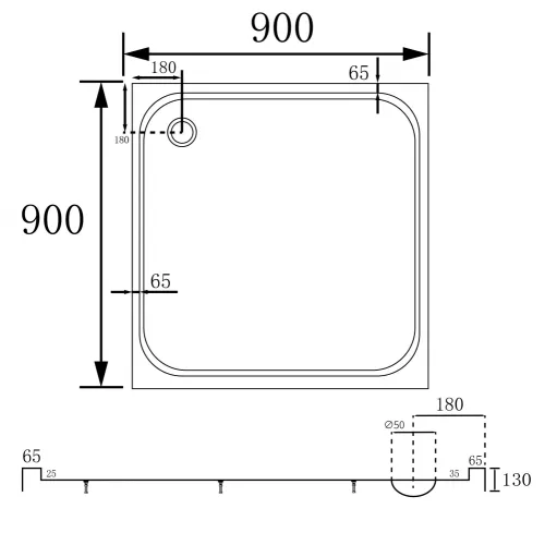 Душевой поддон ABBER AD3D090 90х90 квадратный, акриловый, белый, изображение 9