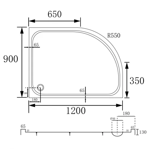 Душевой поддон ABBER AD3E129 R 120х90 асимметричный, акриловый, белый, изображение 9