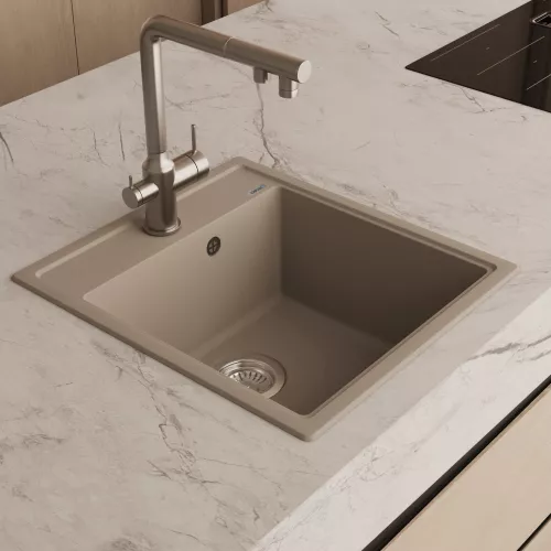 Кухонная мойка ABBER Quarz AQ2901S песочный, Выбрать цвет: песочный, изображение 2