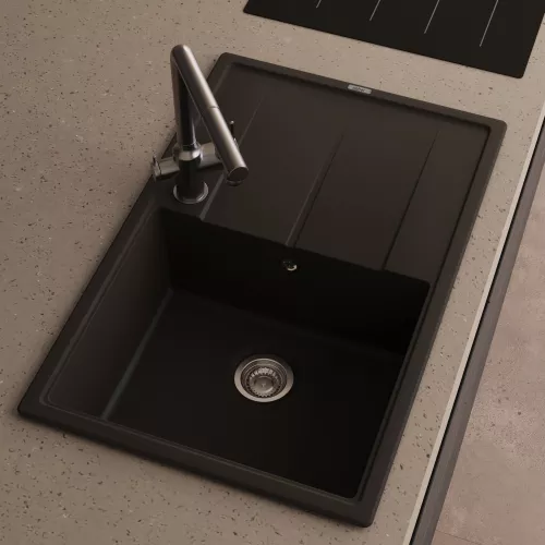 Кухонная мойка ABBER Quarz AQ2904B черная, Выбрать цвет: Черный, изображение 2