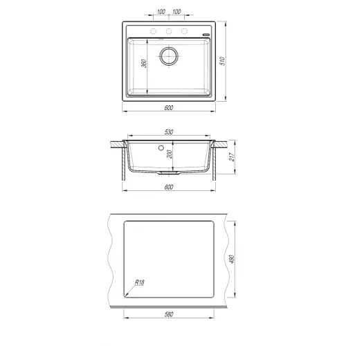 Кухонная мойка ABBER Quarz AQ2902B черная, Выбрать цвет: Черный, изображение 7