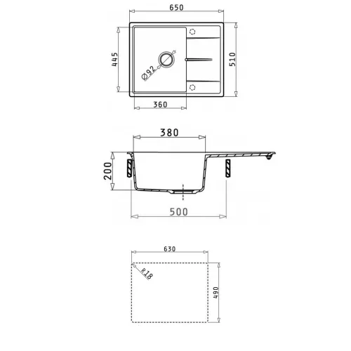 Кухонная мойка ABBER Quarz AQ2903B черная, Выбрать цвет: Черный, изображение 7