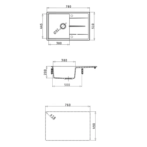 Кухонная мойка ABBER Quarz AQ2904S песочный, Выбрать цвет: песочный, изображение 7